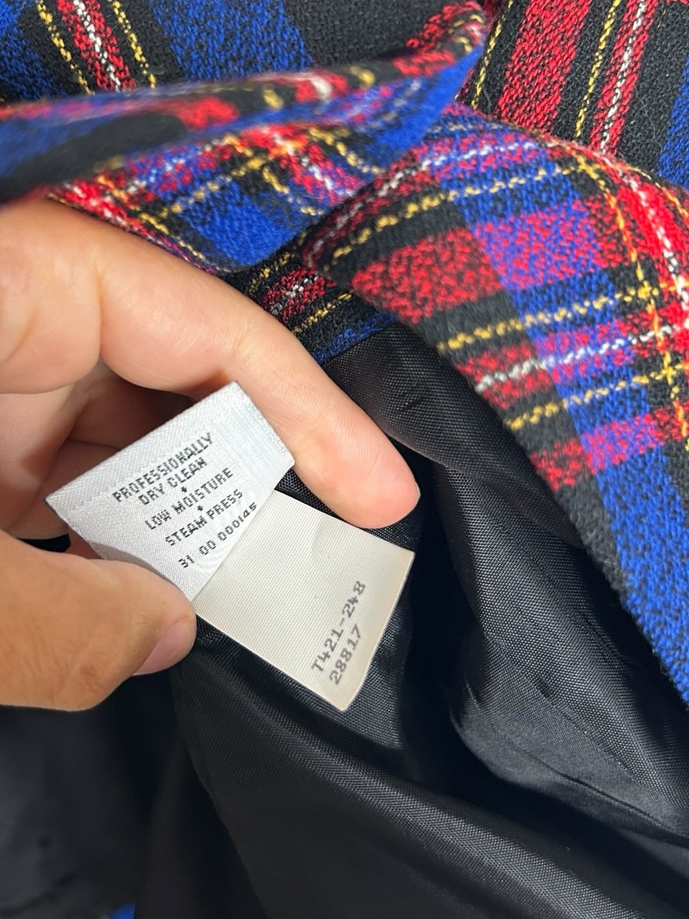 PENDLETON Vintage 100% Virgin Wool Red Blue Tartan Plaid Blazer Jacket Size 14 - Picture 9 of 9